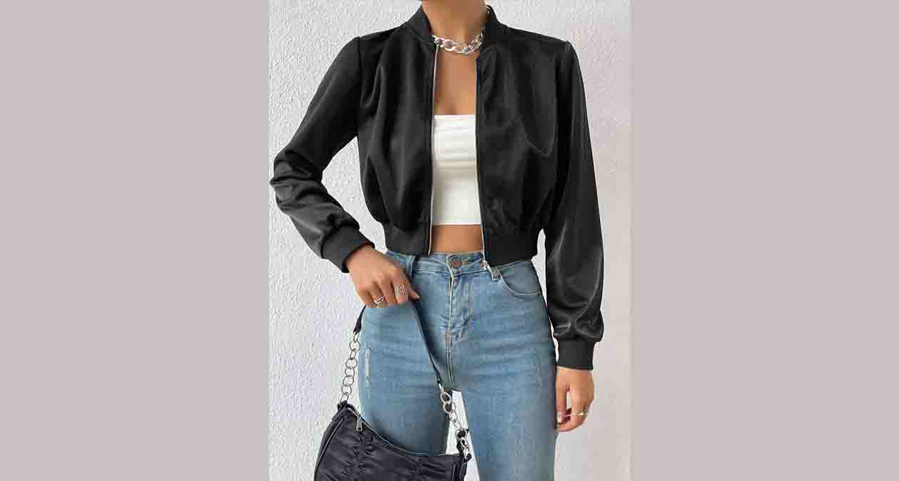 استایل با ژاکت بامبر کراپ زنانه