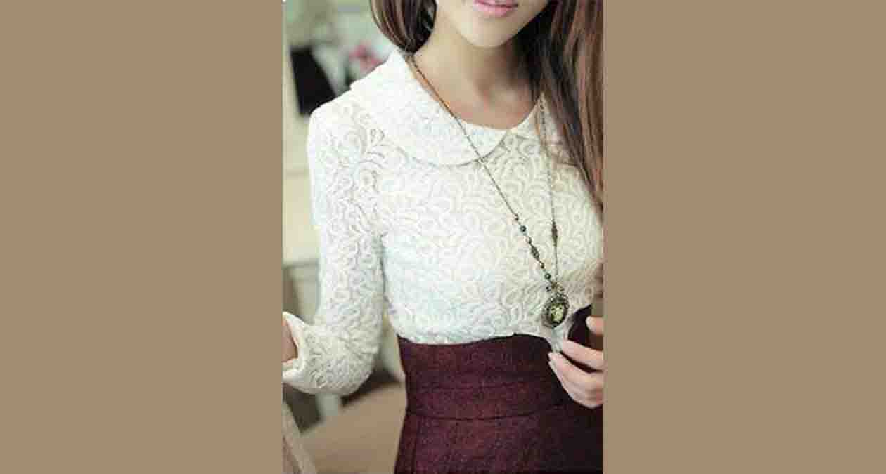 دختری با لباس یقه ب ب