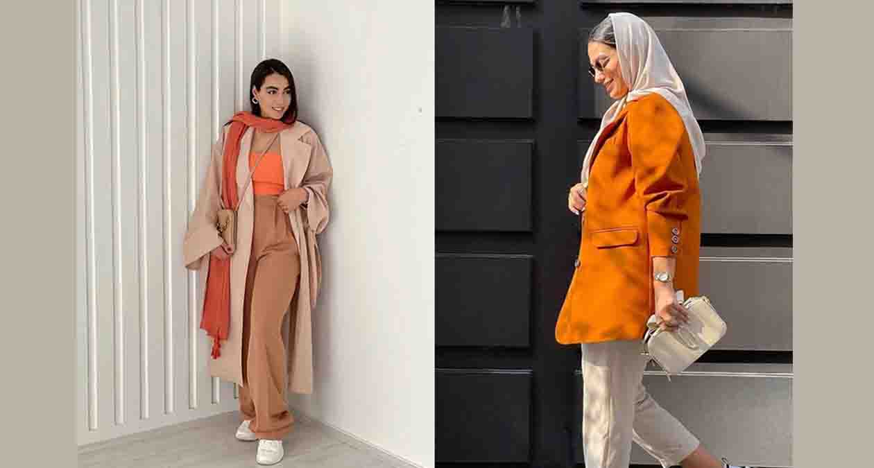 استایل با رنگ نارنجی و رنگ کرم