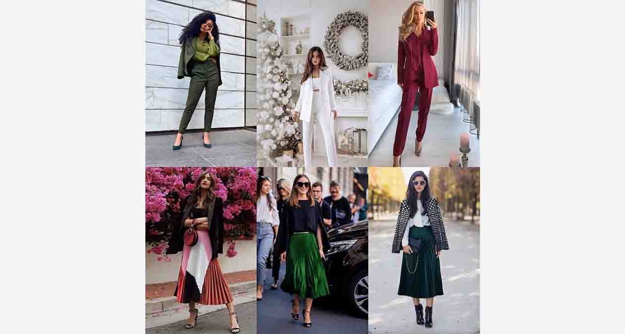 استایل یلدایی کت با دامن و شلوار
