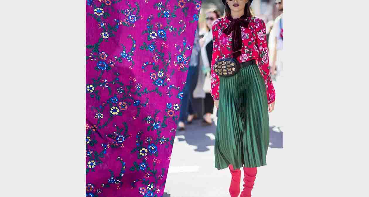 هماهنگی میان آیتمهای بالاتنه و پایینتنه با پارچه های گل دار