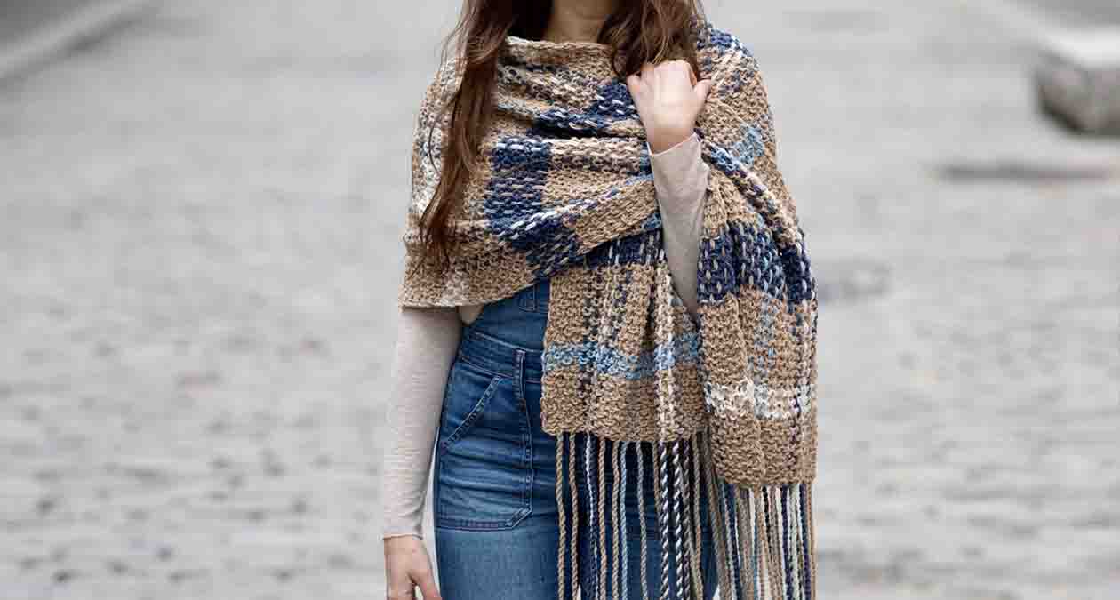 شال گردن بافتنی ریشهدار