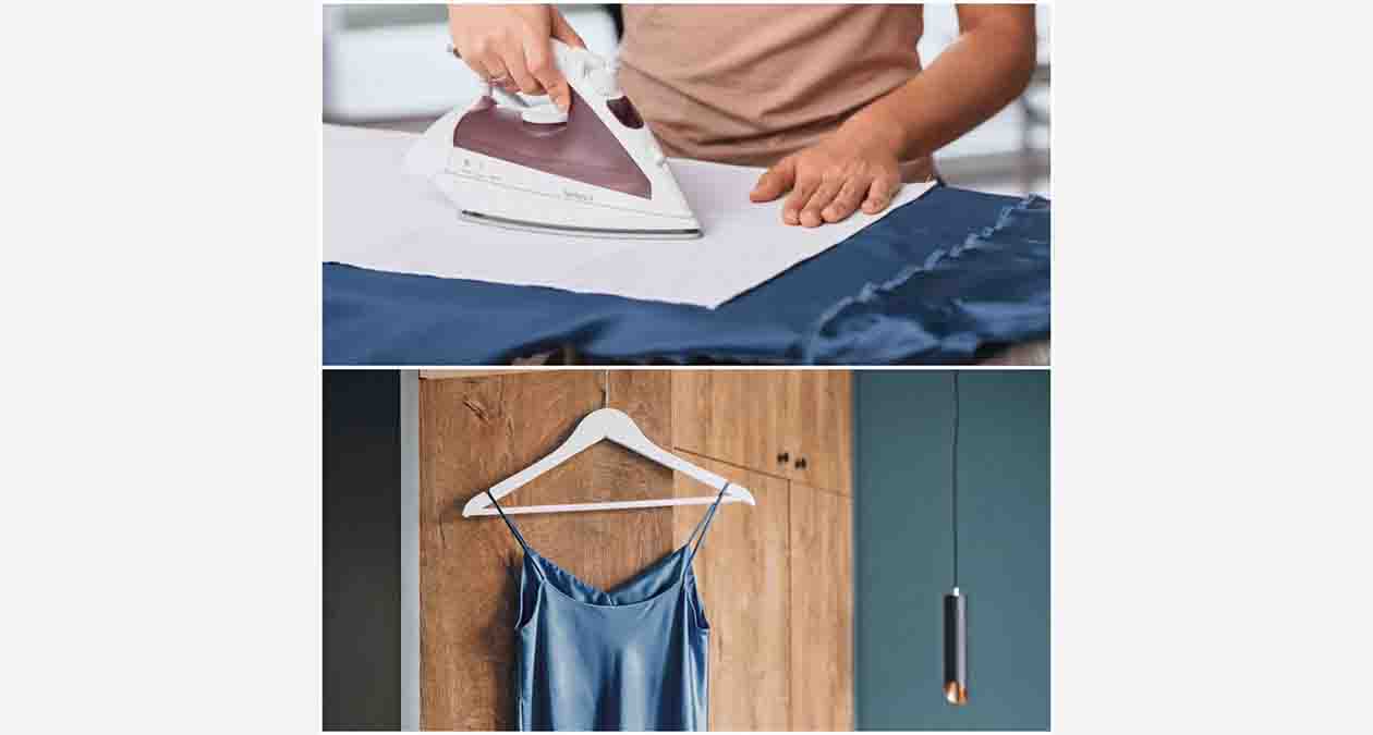 اتوکشی صحیح لباس با پارچه ساتن و آویزان کردن آن